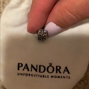 Swirl with blue jewel pandora clip charm